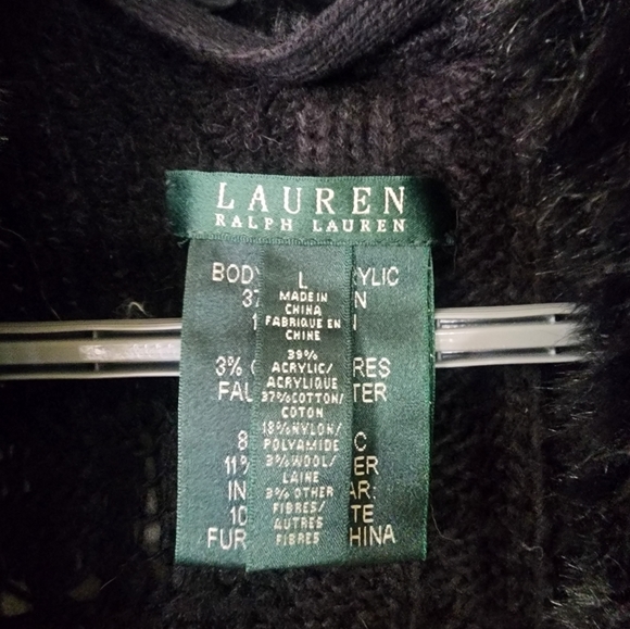 Ralph Lauren, faux fur collared, vest. Sz L - Picture 3 of 4